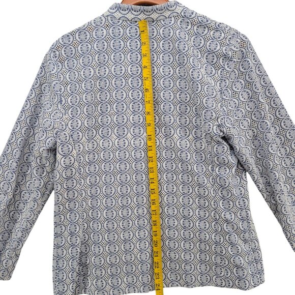 Peck & Peck Open Blazer Jacket Womens Blue White Crochet Lace Cotton Size 12 - Picture 6 of 10